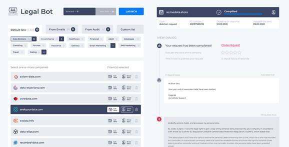 Capture d’écran de l’interface Legal Bot